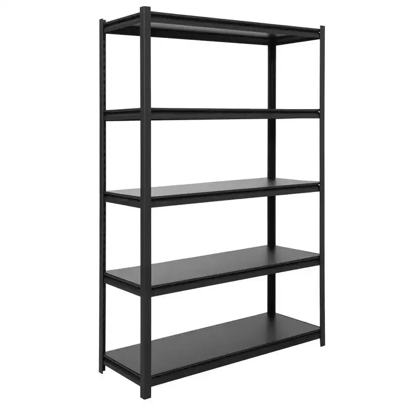 Shuntong 48"x18"x72" Metal Shelving 5-Tier with Concealed Post Laminated Boards Black Textured Finish
