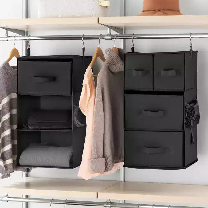 Organizzatore da appendere a 6 ripiani per armadio con contenitori – Nero