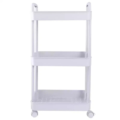 Organize It All 3 Tier Storage Rolling Utility Cart with Wheels White
