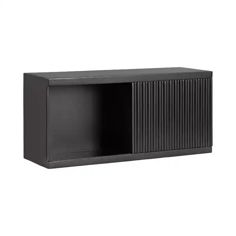 Kate & Laurel All Things Decor 30"x10"x14" Furrow Short Wall Cabinet Black