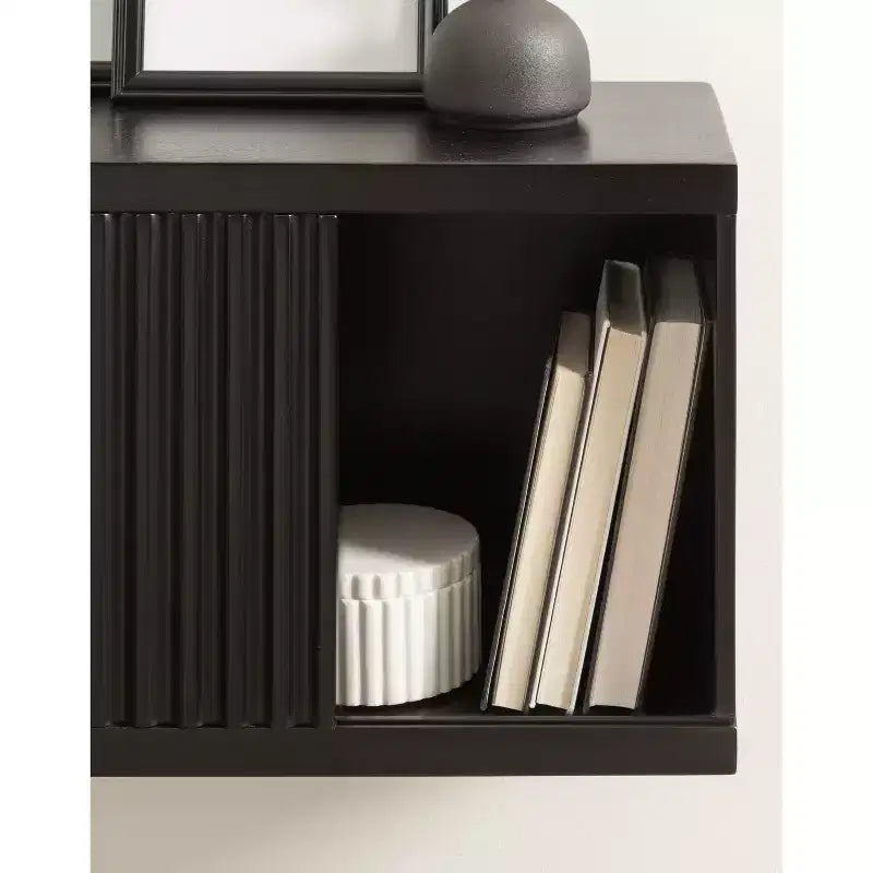 Pensile da parete galleggiante in legno di mango con anta scorrevole