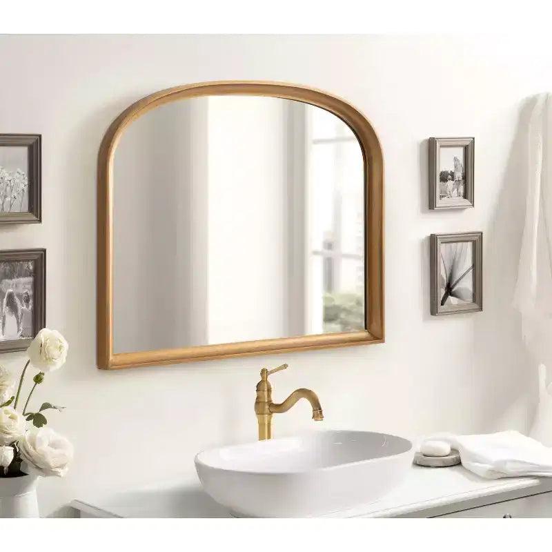 Specchio da parete ad arco 34"x28" con cornice dorata