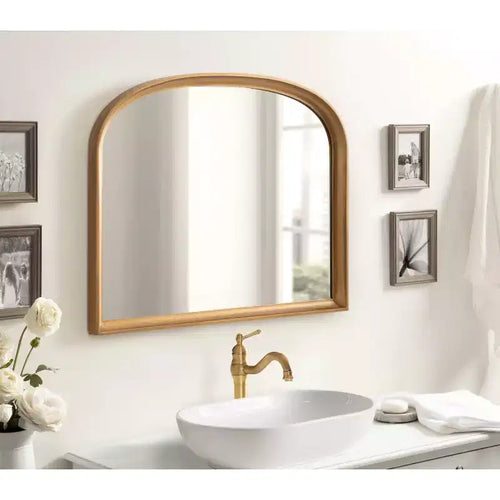 Specchio da parete ad arco 34"x28" con cornice dorata