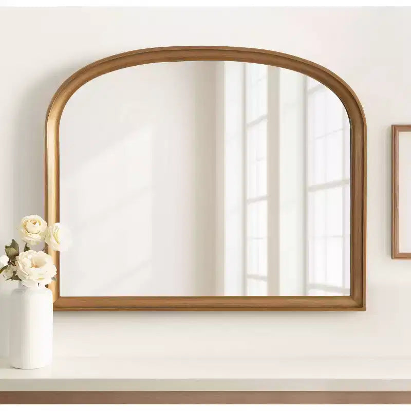 Specchio da parete ad arco 34"x28" con cornice dorata