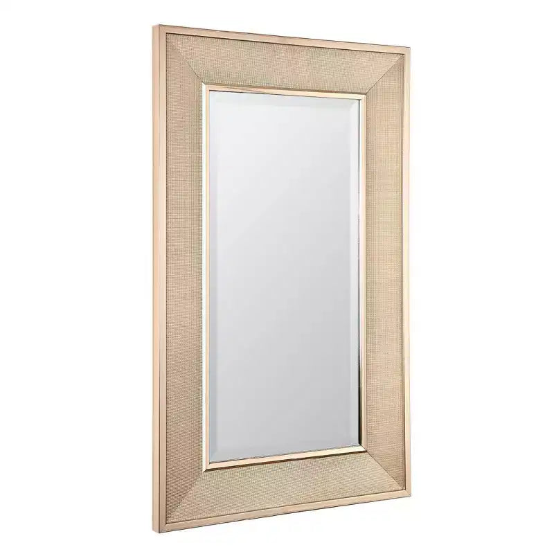 Specchio da parete rettangolare smussato con cornice in nichel pavé, 30 x 60 cm