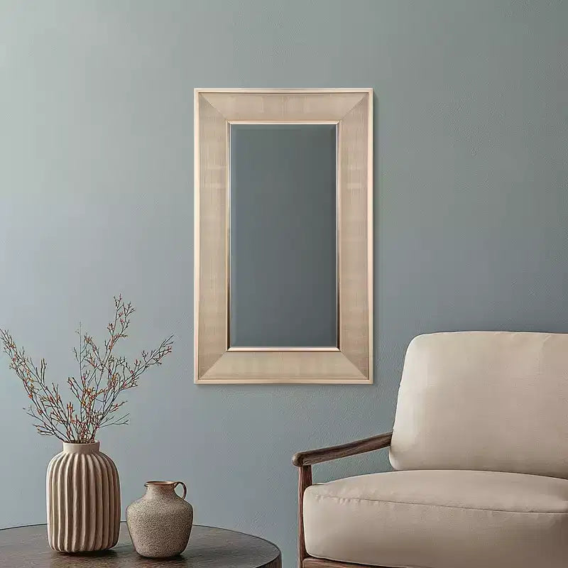 Specchio da parete rettangolare smussato con cornice in nichel pavé, 30 x 60 cm