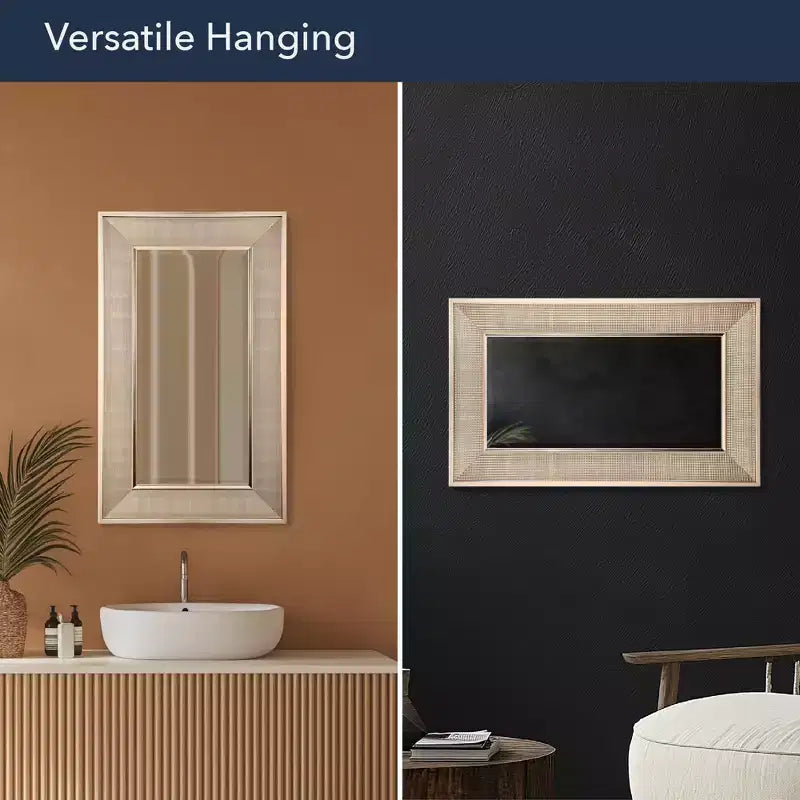 Specchio da parete rettangolare smussato con cornice in nichel pavé, 30 x 60 cm