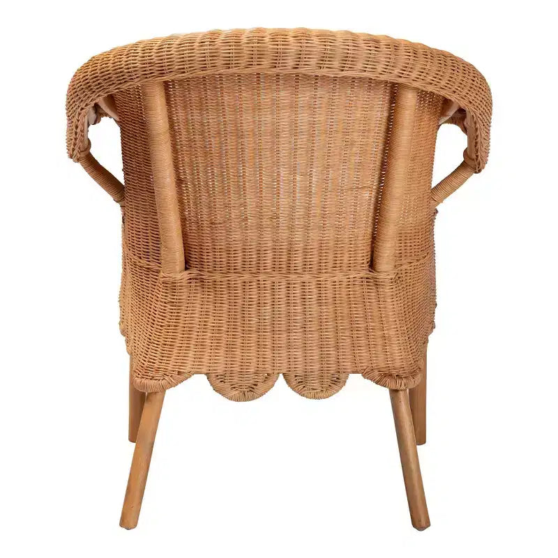 Sedia da pranzo artigianale in rattan con cuscino