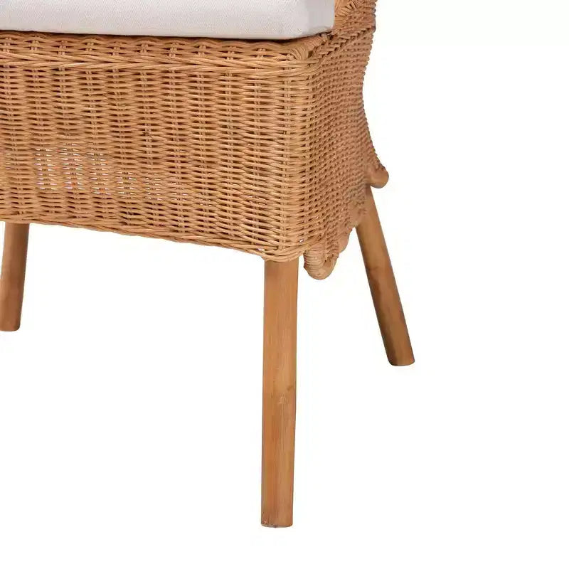 Sedia da pranzo artigianale in rattan con cuscino