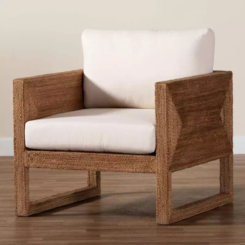 Poltrona in legno di Acacia e alghe marine – Marrone chiaro sbiancato