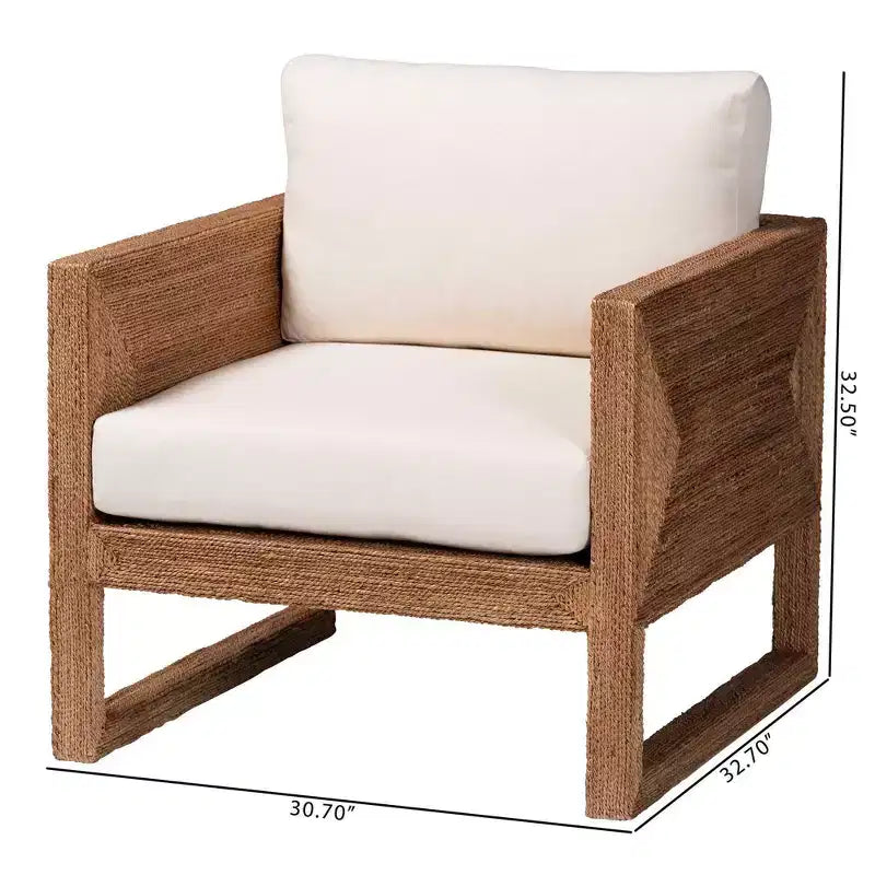 Poltrona in legno di Acacia e alghe marine – Marrone chiaro sbiancato