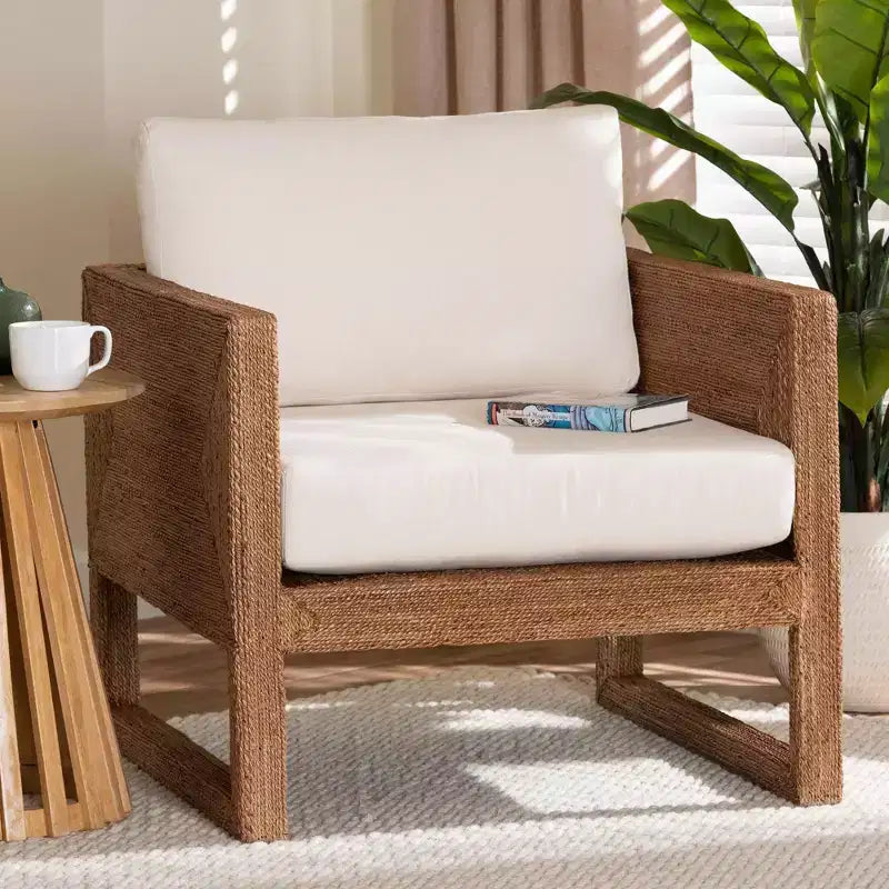 Poltrona in legno di Acacia e alghe marine – Marrone chiaro sbiancato