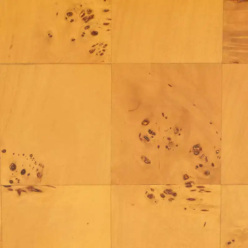 Comodino in Legno di Radica a 2 Cassetti con Ripiano Aperto