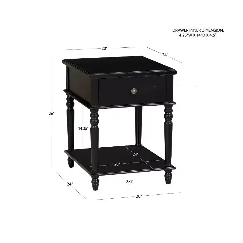 Tavolino quadrato con cassetto – Nero
