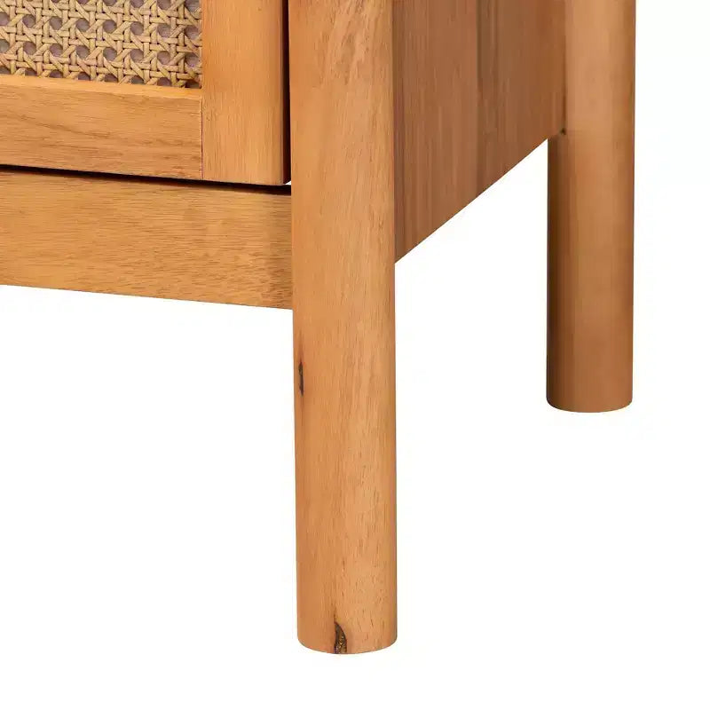 Cassettiera a 4 cassetti con frontali in rattan – Marrone dorato