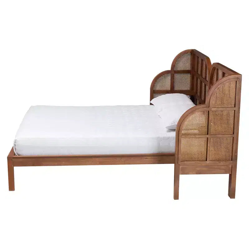 Letto a piattaforma con testiera ad ali, king size – Marrone noce