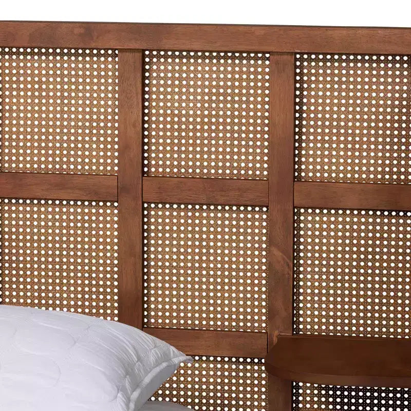 Letto a piattaforma con testiera ad ali, king size – Marrone noce