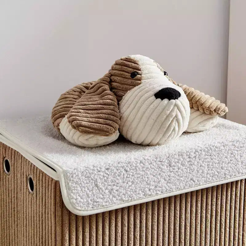 Cesta portabiancheria pieghevole in velluto a coste per bambini con coperchio