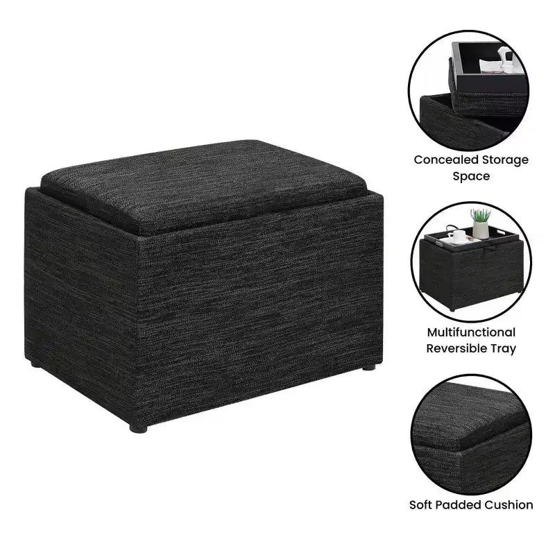 Pouf contenitore accent con vassoio reversibile