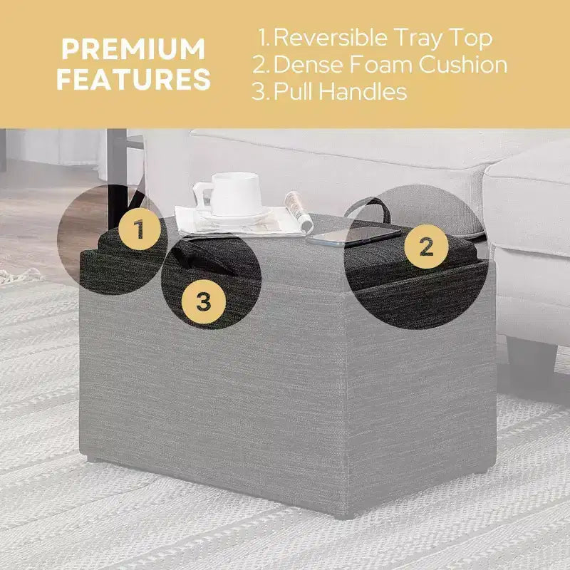 Pouf contenitore accent con vassoio reversibile
