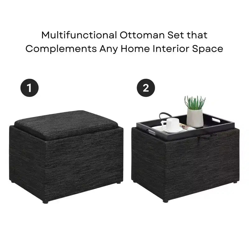 Pouf contenitore accent con vassoio reversibile