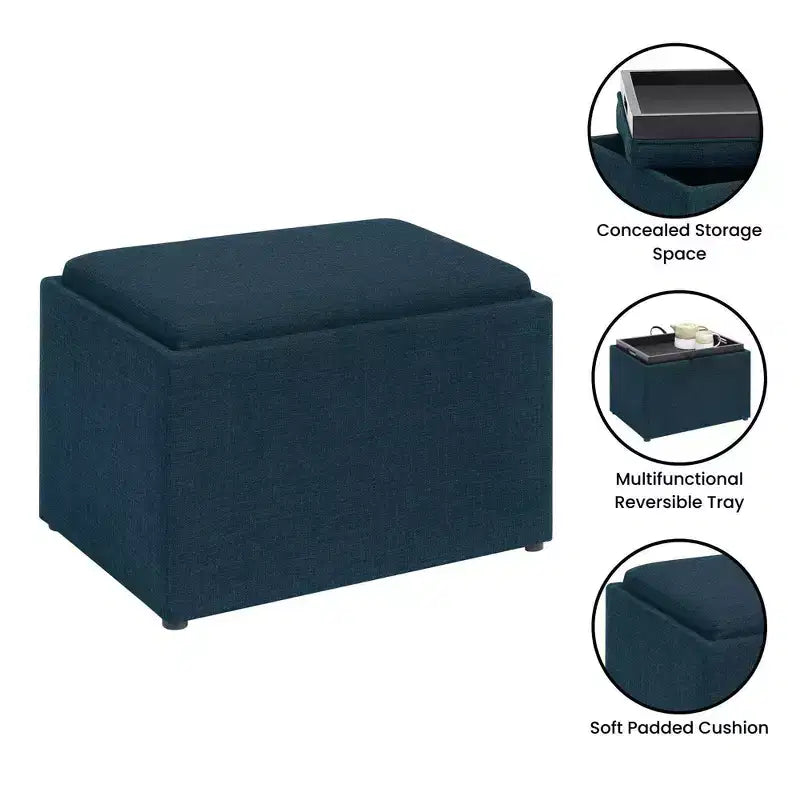 Pouf contenitore accent con vassoio reversibile