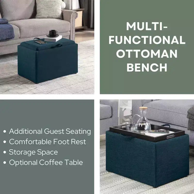 Pouf contenitore accent con vassoio reversibile