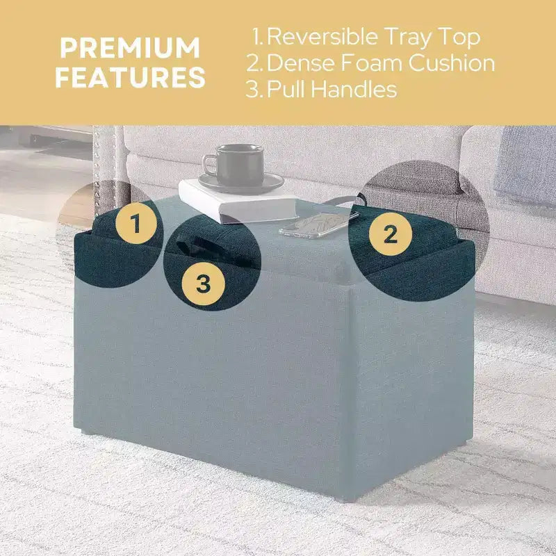 Pouf contenitore accent con vassoio reversibile
