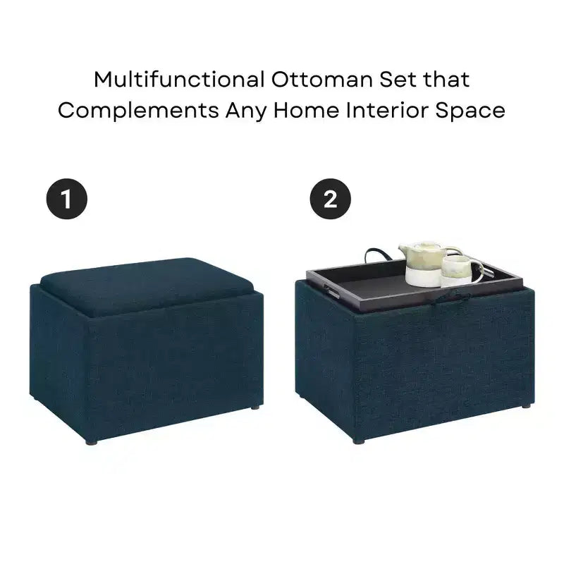 Pouf contenitore accent con vassoio reversibile
