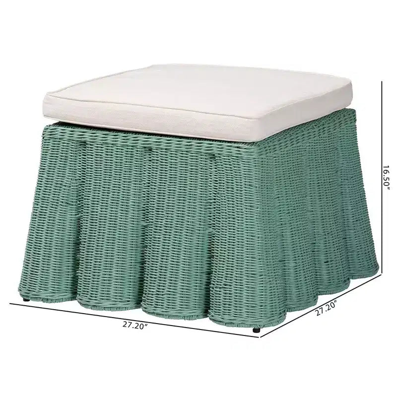 Pouff in Rattan con Motivo a Conchiglia