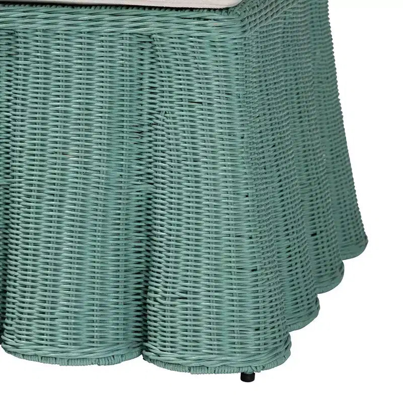 Pouff in Rattan con Motivo a Conchiglia