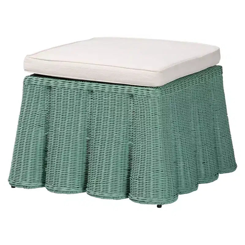 Pouff in Rattan con Motivo a Conchiglia