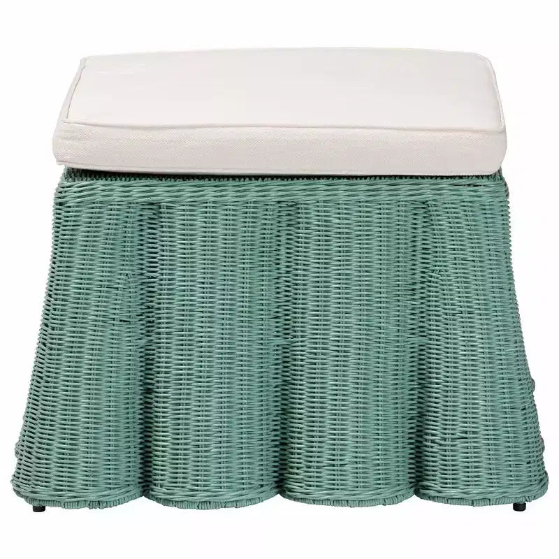 Pouff in Rattan con Motivo a Conchiglia
