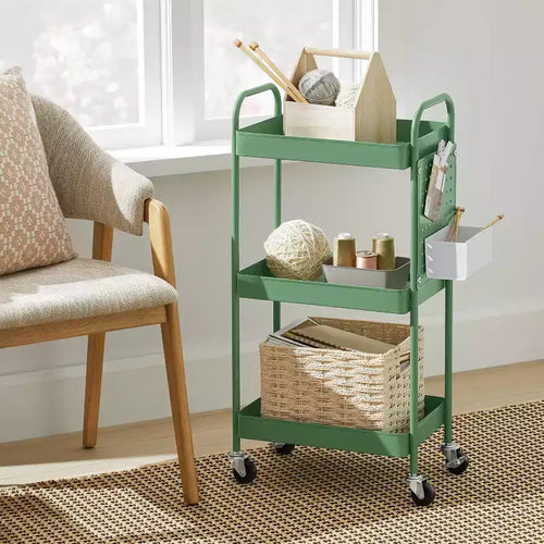 Carrello portaoggetti a 3 ripiani con pannello forato