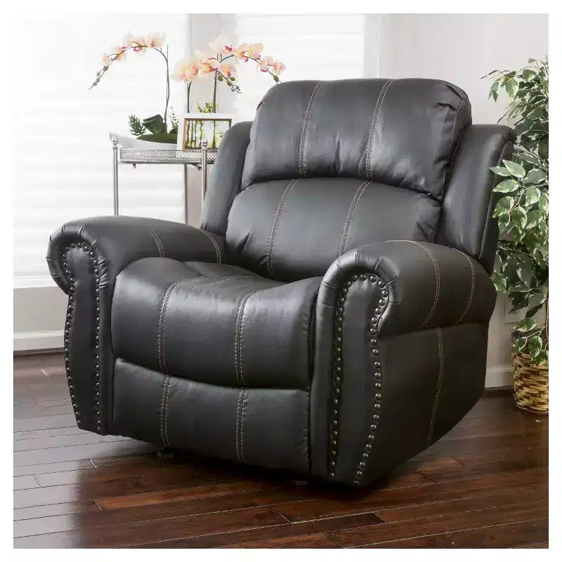Charlie Faux Leather Glider Recliner Club Chair - Christopher Knight Home: Upholstered, Spot Clean, Wood Frame